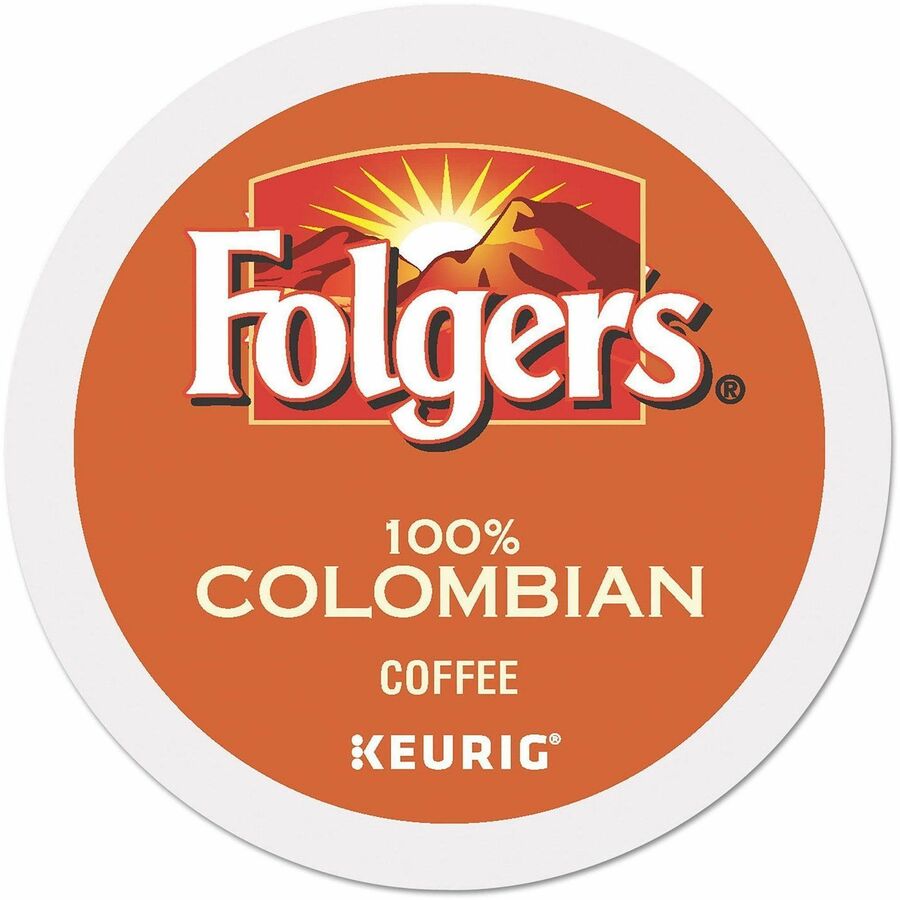Folgers&reg, K-Cup 100% Colombian Coffee - Compatible with Keurig K-Cup Brewer - Medium - 24 K-Cup - K-Cup - Colombian, Roasted - 4 / Carton