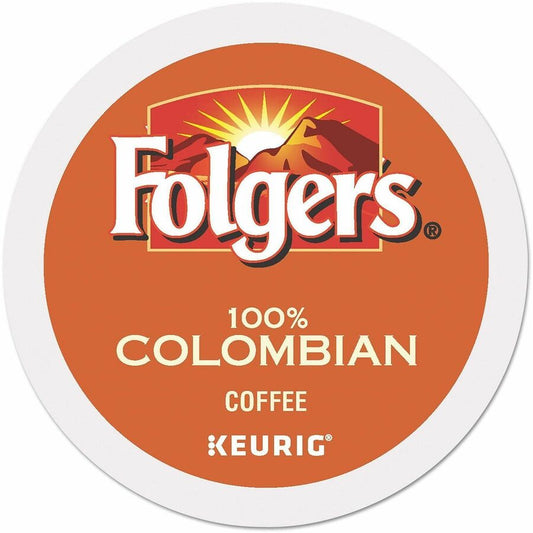 Folgers&reg, K-Cup 100% Colombian Coffee - Compatible with Keurig K-Cup Brewer - Medium - 24 K-Cup - K-Cup - Colombian, Roasted - 4 / Carton