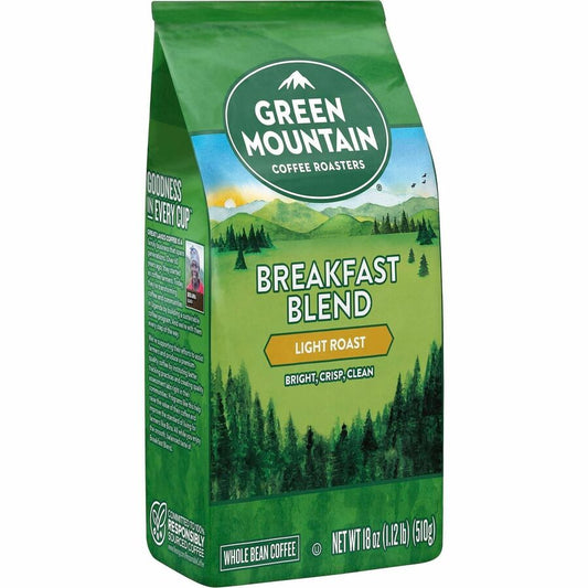 Green Mountain Coffee Roasters&reg, Whole Bean, Bag Breakfast Blend Whole Bean Coffee - Light - Whole Bean, Bag - Breakfast Blend - Kosher - 1 Each