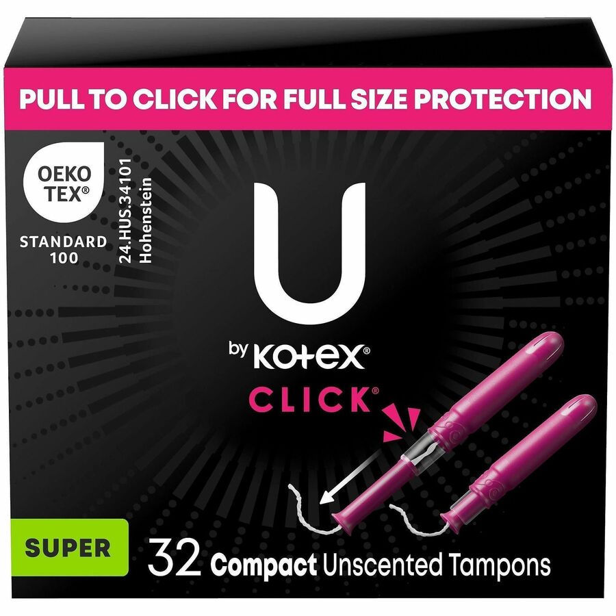 Kimberly-Clark Click Compact Tampons - Super - Anti-leak, Absorbent, Comfortable, Fragrance-free, Chlorine-free, BPA-free, Pesticide-free - 6 / Carton