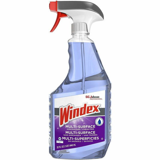 Windex&reg, Non-Ammoniated Cleaner - For Multi Surface - 32 fl oz (1 quart) - Non Ammoniated, Streak-free, Refillable, Kosher - Purple - 8 / Carton