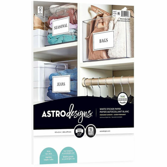 Wausau Paper Sticker Paper - Laser, Inkjet - White - For Label Printer - 15 / Pack