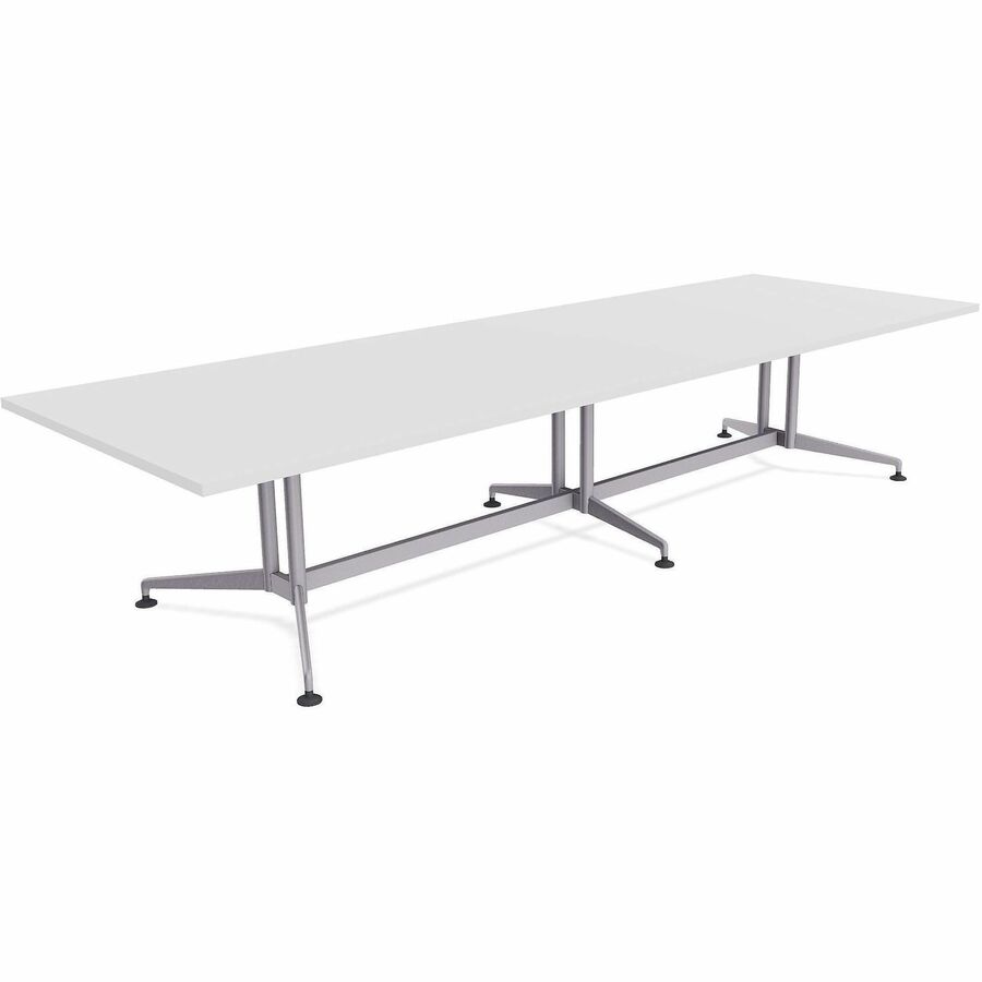 Special-T ZIA Series Conference Tables Collection - Rectangle Top - Powder Coated Double Column Base x 10 ft Table Top Width x 48" Table Top Depth - 29" Height - Conference Room, Meeting - Assembly Required - White - High Pressure Laminate (HPL) - Cast...