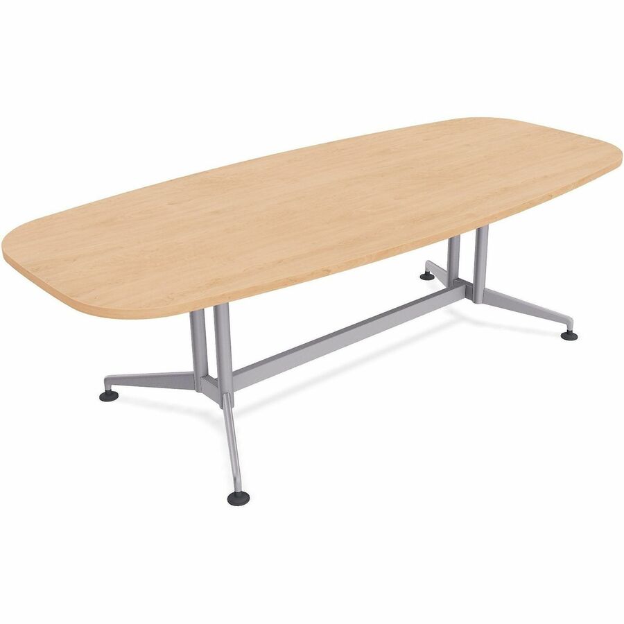 Special-T ZIA Series Conference Tables Collection - Elipse Top - Powder Coated Double Column Base x 84" Table Top Width x 48" Table Top Depth - 29" Height - Conference Room, Meeting - Assembly Required - Kensington Maple - High Pressure Laminate (HPL)...