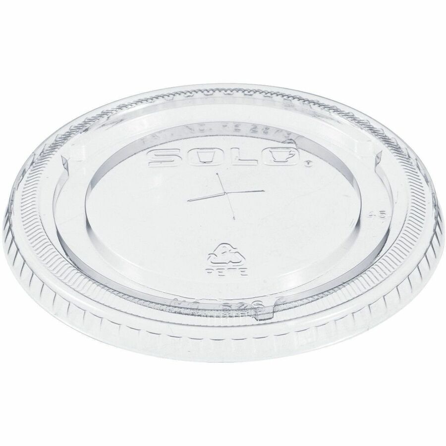 Dart 12-24 oz PET Plastic Straw-Slotted Lid - Clear - Storing - 3.9" Diameter - Clear - Polyethylene Terephthalate (PET), Plastic Body - 10 / Carton
