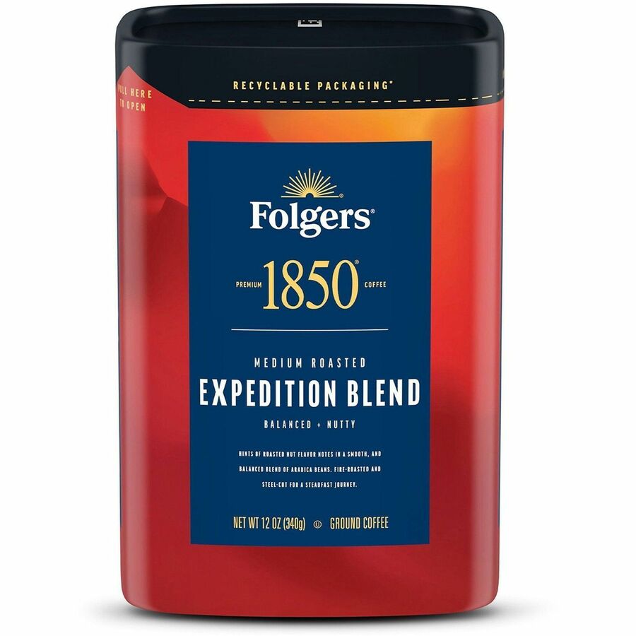 Folgers&reg, Ground 1850 Expedition Blend Coffee - Medium - 2 oz - Ground - Pioneer, Expedition Blend - 6 / Carton
