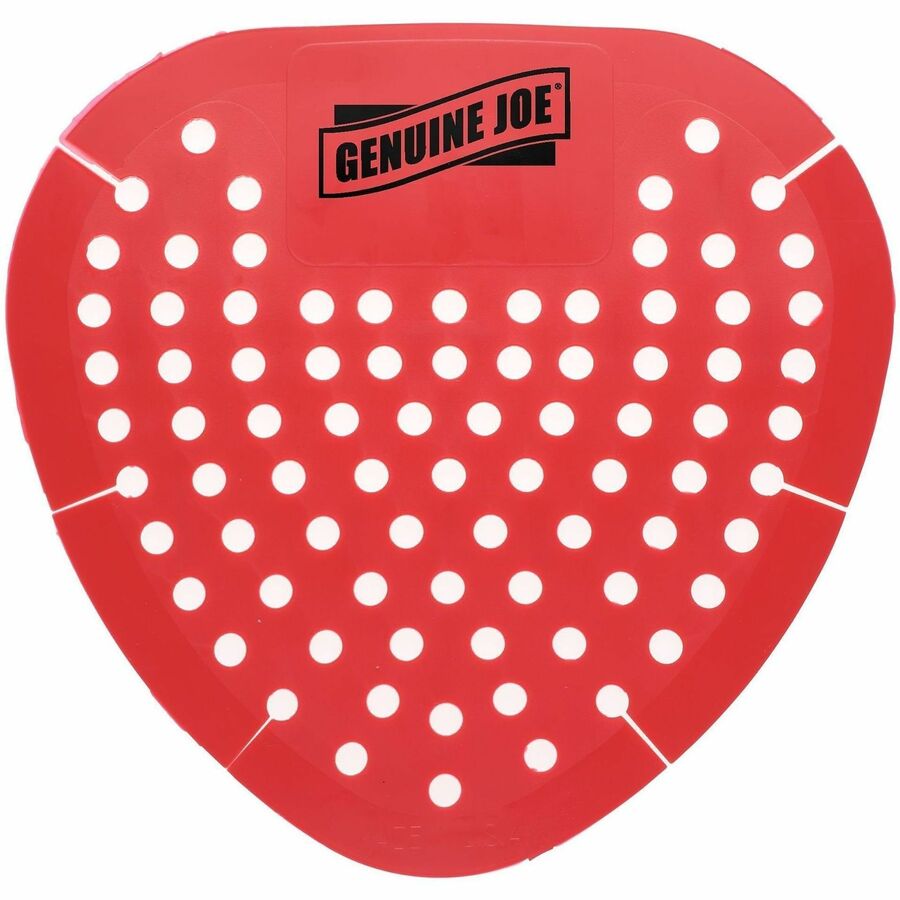 Genuine Joe Deodorant Urinal Screens - Splash Reducer, Odor Neutralizer - 6/Box - 6 / Carton - Red