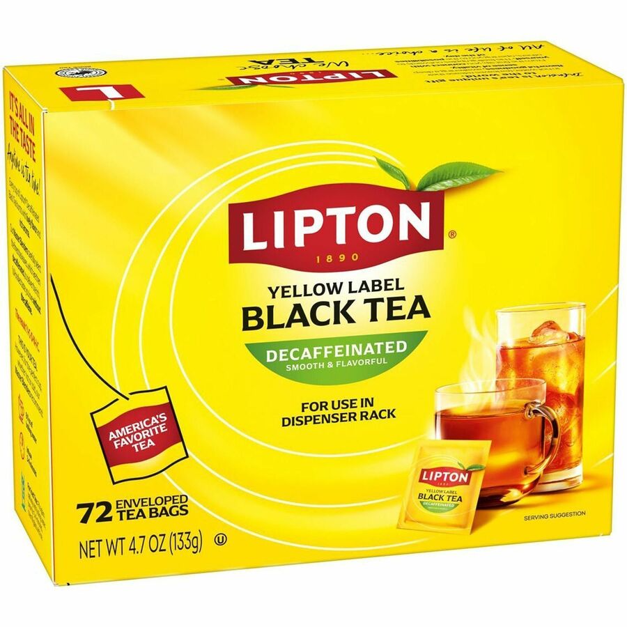 Lipton&reg, Classic Tea Bags Black Tea Bag - Black Tea - 100 Teabag - Decaffeinated - 100 / Box