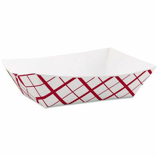 Southland 3lb. Paperboard Food Trays - Food, Serving, Coffee - White, Red - Paperboard Body - 500 / Carton