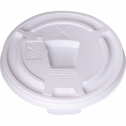 Genuine Joe Plastic Lids with Reclosable Slot - Plastic - White - 100 Lids/Pack - 10 / Carton