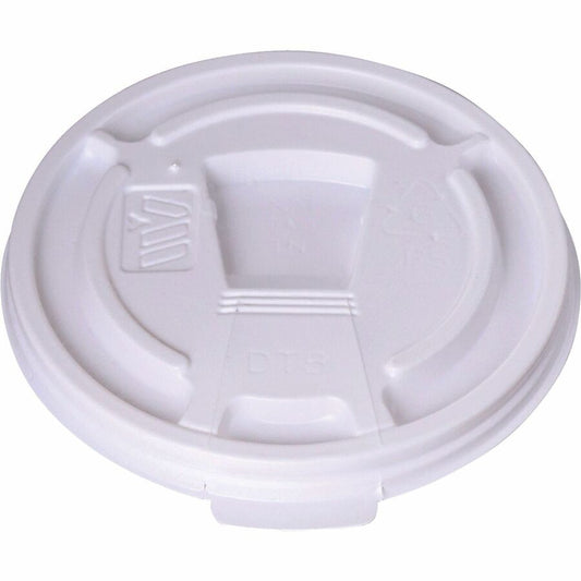 Genuine Joe Plastic Lids with Reclosable Slot - Plastic - White - 100 Lids/Pack - 10 / Carton
