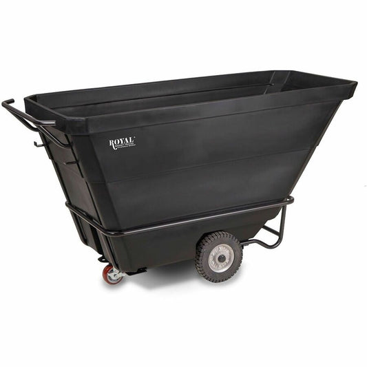 Royal Basket Trucks Tilt Trucks - 201.97 gal Volume Capacity - Polyethylene, Plastic - 78" Length x 33" Width x 37" Depth x 43" Height - Steel Frame - Black - 1 Each