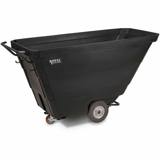 Royal Basket Trucks Tilt Trucks - 201.97 gal Volume Capacity - Polyethylene, Plastic - 78" Length x 33" Width x 37" Depth x 43" Height - Steel Frame - Black - 1 Each