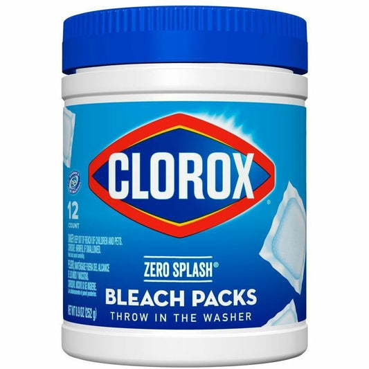 Clorox Zero Splash Bleach Packs - For Multipurpose - Pod - Recommended For: Dirt Remover, Stain Remover - Spill Resistant - White - 12 Packs6 / CartonTub6 / Carton