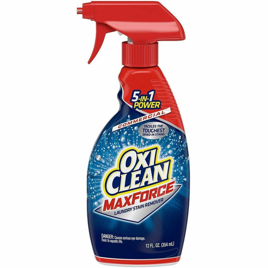 OxiClean Max Force Stain Remover - For Laundry, Commercial, Fabric - Spray - 12 fl oz (0.4 quart) - Recommended For: Stain Remover, Grass Stain Remover, Grease Remover, Oil Remover, Ice Cream Remover, Dried-on Food Remover, Blood Remover, Soil Remover...