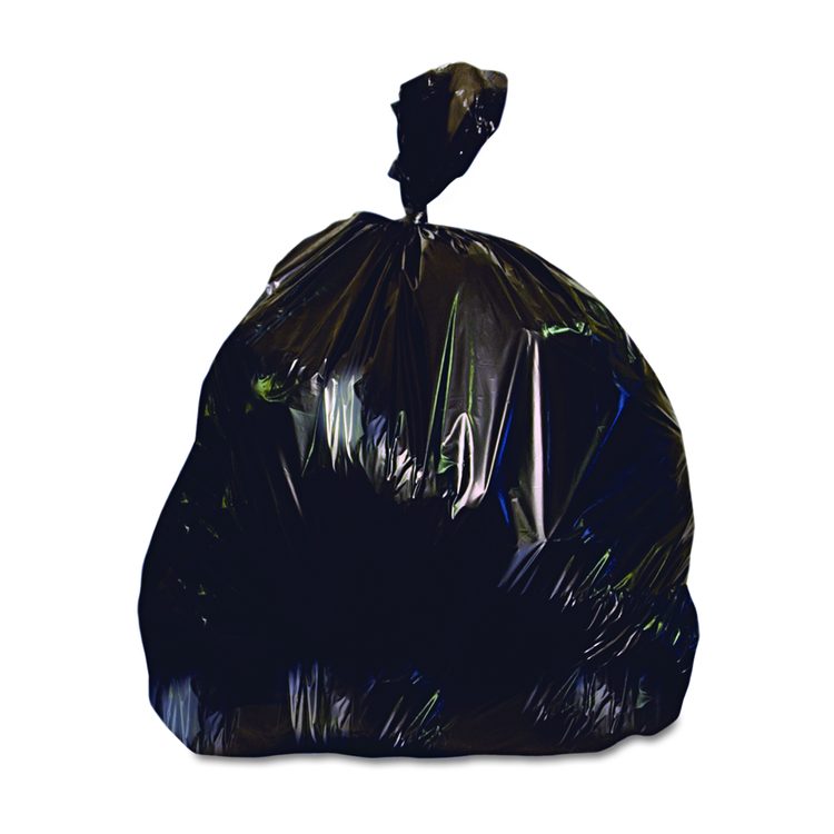 Reprocessed Resin Can Liners, 56 gal, 1.5 mil, 43" x 47", Black, 100/Carton
