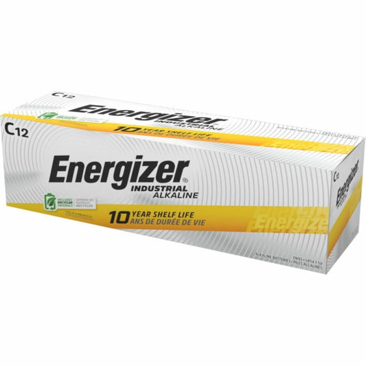 Energizer Industrial Battery - For Electronics, Construction, Facility Maintenance, Medical Center, Office, Classroom - C - 10 Year Shelf Life - 12 / Box