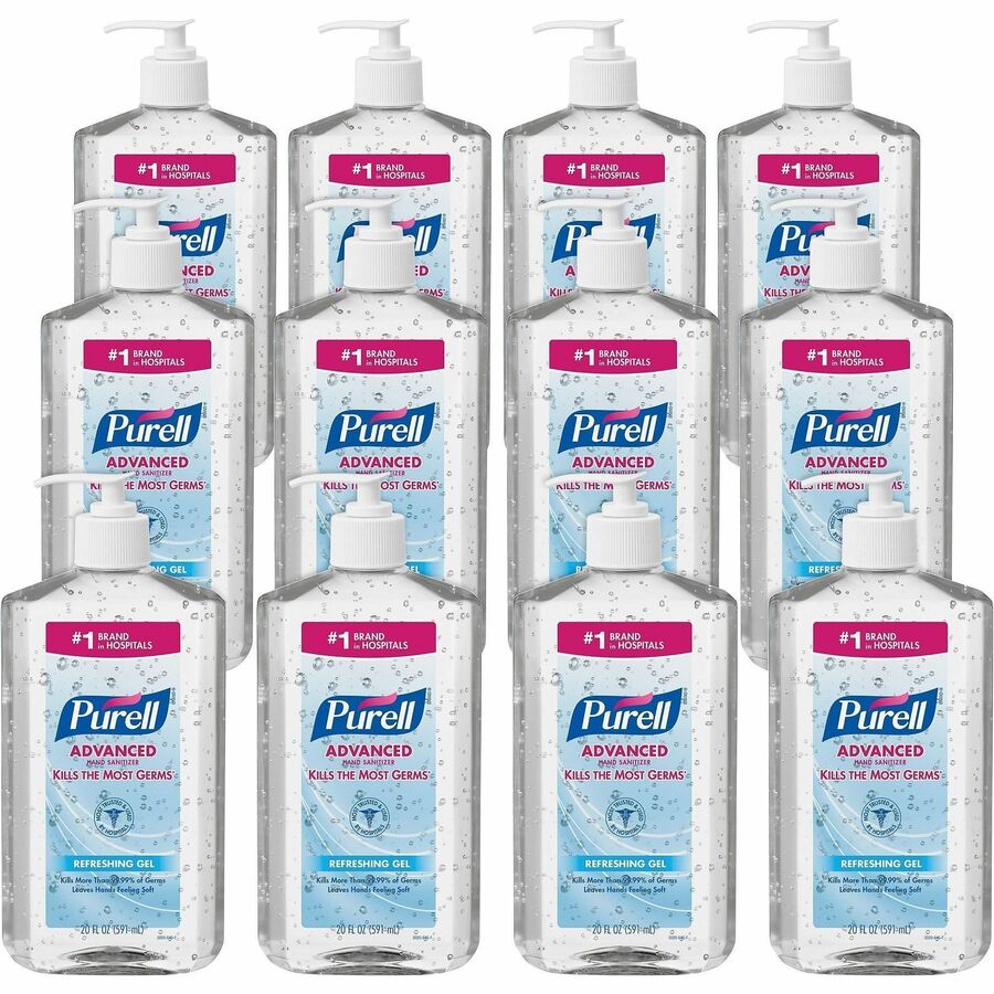 PURELL&reg, Advanced Hand Sanitizer - Clean Scent - 20 fl oz - Pump Bottle Dispenser - Hand, Skin - Moisturizing - Clear - Triclosan-free, Paraben-free, Phthalate-free - 12 / Carton