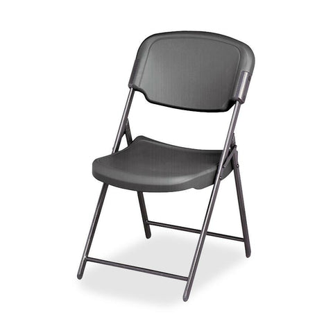 Iceberg Rough 'N Ready Folding Chair - Charcoal Seat Color - Polyethylene Seat Material - Steel Frame Material - Charcoal - 1 Each