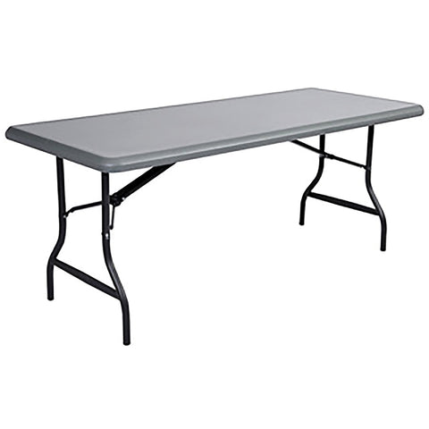 Iceberg IndestrucTable TOO 1200 Series Folding Table - Rectangle Top - Round Leg Base - 1200 lb Capacity - 96" Table Top Length x 30" Table Top Width x 1" Table Top Thickness x 1" Table Top Diameter - Indoor, Outdoor - Charcoal - Steel, Polyethylene, H...