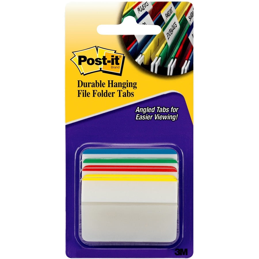 Post-it&reg, Durable Tabs - Write-on Tab(s) - 1.50" Tab Height x 2" Tab Width - Blue, Green, Red, Yellow Tab(s) - Repositionable - 1 Pack