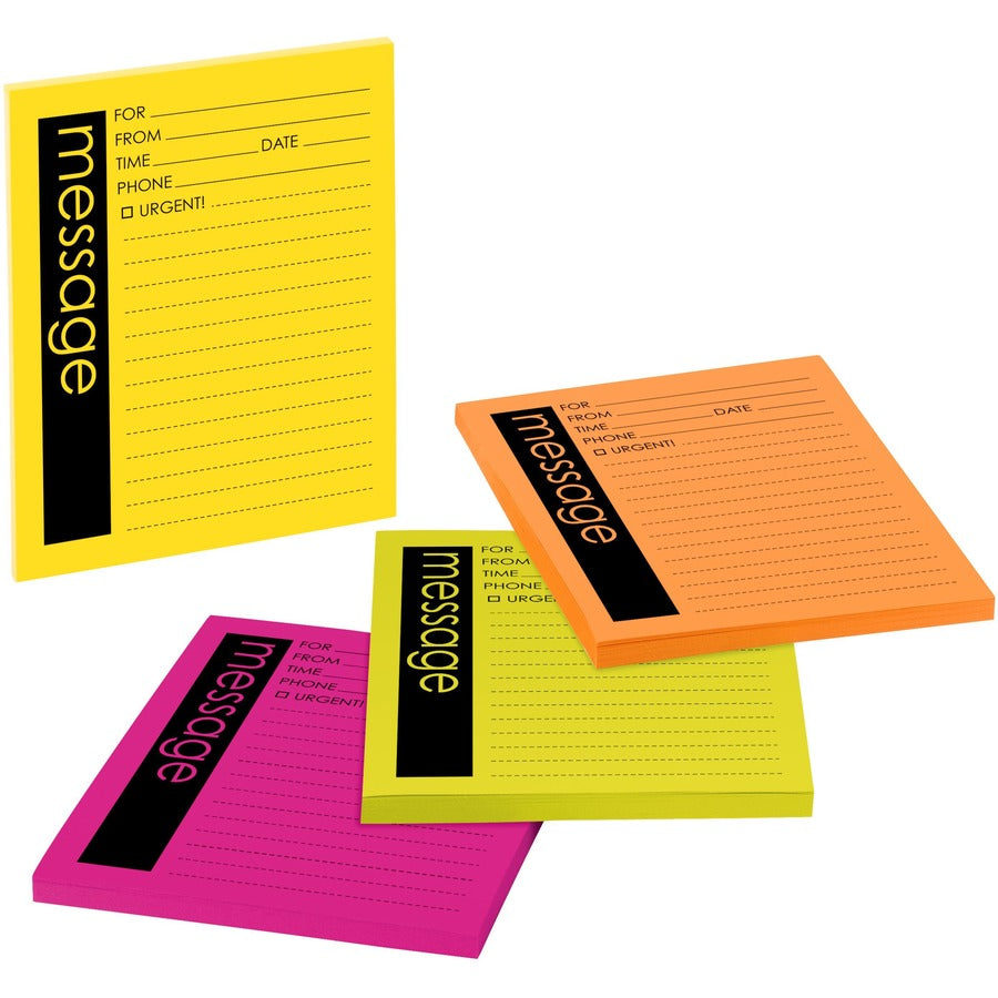 Post-it&reg, Important Message Note - 50 Sheet(s) - 5" x 4" Sheet Size - Yellow, Pink, Orange, Green - Assorted Sheet(s) - 1 Pack
