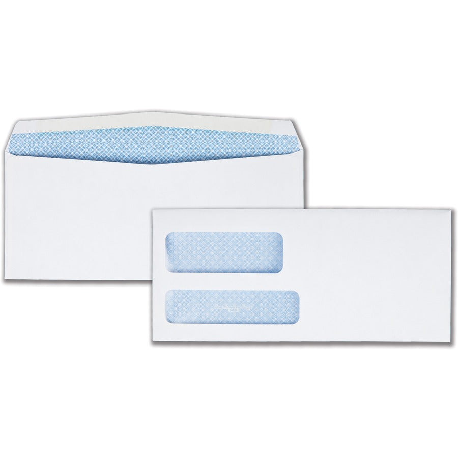 Quality Park No. 9 Double Window Security Tint Envelopes - Double Window - #9 - 3 7/8" Width x 8 7/8" Length - 24 lb - Gummed - White - Wove - 500 / Box