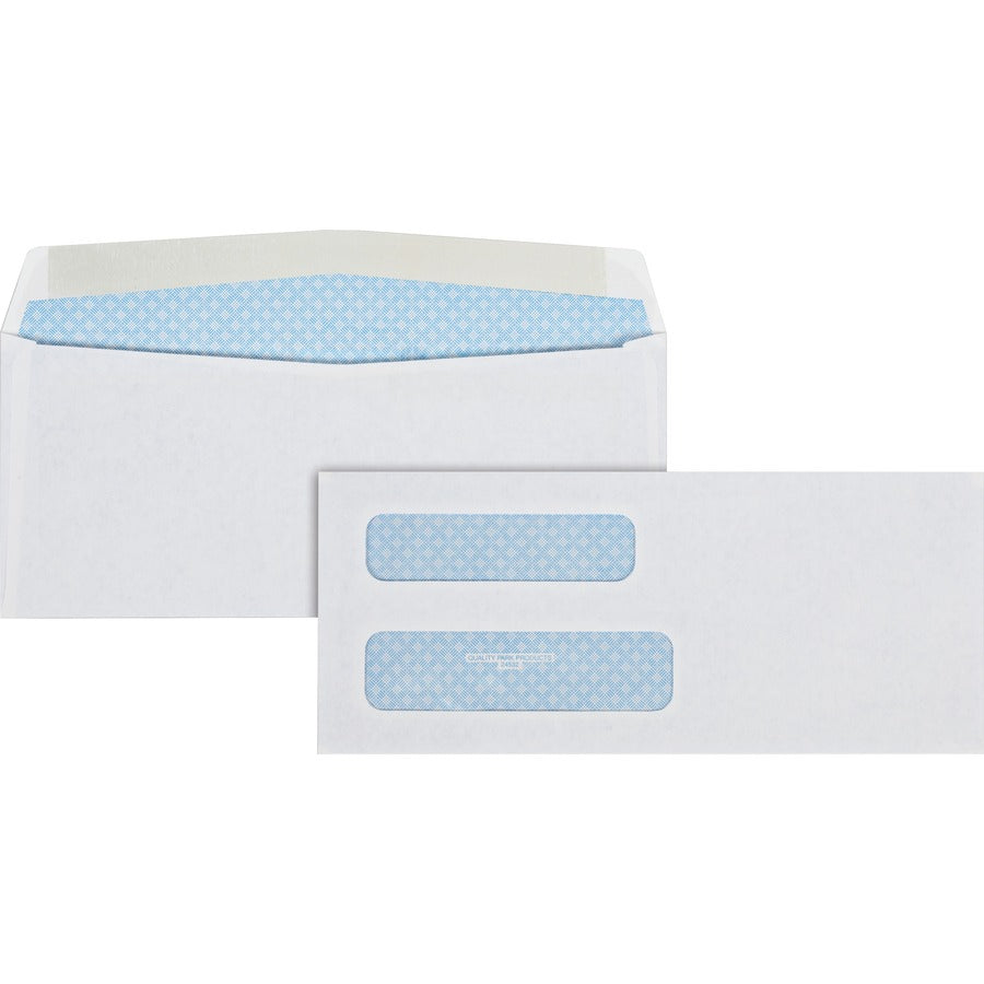 Quality Park No. 8-5/8 Double Window Security Tint Envelopes - Double Window - #8 5/8 - 3 5/8" Width x 8 5/8" Length - 24 lb - Gummed - White - Wove - 500 / Box
