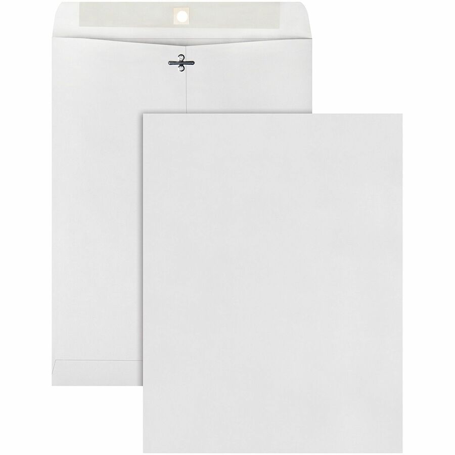 Quality Park 10 X 13 Clasp Envelopes with Deeply Gummed Flaps - Clasp - #97 - 10" Width x 13" Length - 28 lb - Gummed - Gray - Kraft - 100 / Box