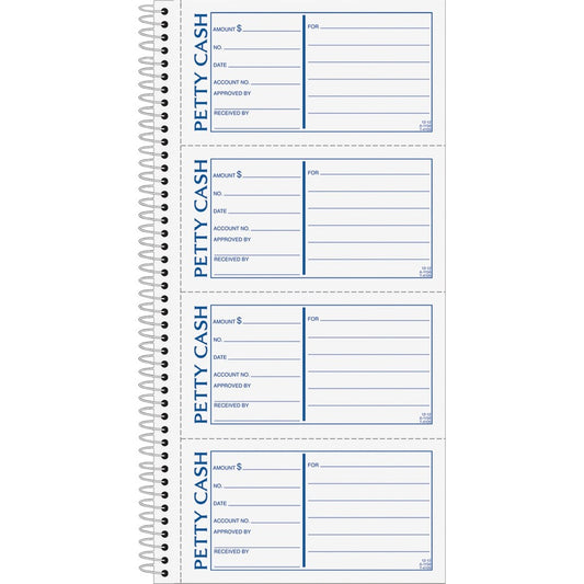 TOPS Duplicate Petty Cash Book - Wire Bound - 2 Part - Carbonless Copy - 2.75" x 5" Form Size - 5.50" x 11" Sheet Size - White, Yellow - Blue, Red Print Color - 1 Each