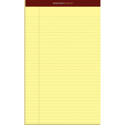 TOPS Docket Gold Legal Pads - Legal - 50 Sheets - Double Stitched - 0.34" Ruled - 20 lb Basis Weight - Legal - 8 1/2" x 14" Sheet Size - Canary Paper - Burgundy Binding - Perforated, Hard Cover, Heavyweight, Resist Bleed-through, Easy Tear, Sturdy Back...