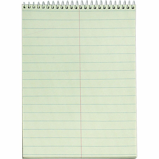 TOPS Green Tint Steno Books - 60 Sheets - Wire Bound - Ruled Margin - 6" x 9" Sheet Size - Green Paper - Hardboard Cover - WireLock - 12 / Pack
