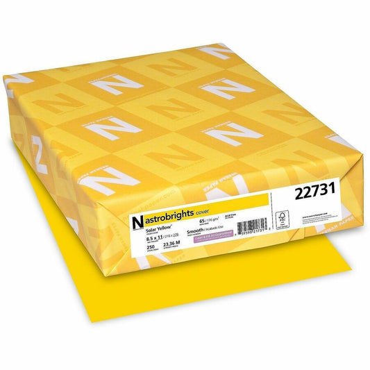 Astrobrights Colored Cardstock - Solar Yellow - Letter - 8 1/2" x 11" - 65 lb Basis Weight - Smooth - Acid-free, Lignin-free, Durable, Heavyweight - Solar Yellow - 1 Pack