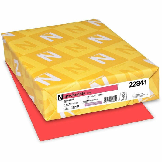 Astrobrights Colored Cardstock - Rocket Red - Letter - 8 1/2" x 11" - 65 lb Basis Weight - Smooth - Green Seal - Acid-free, Lignin-free, Durable, Heavyweight - Rocket Red - 1 Pack