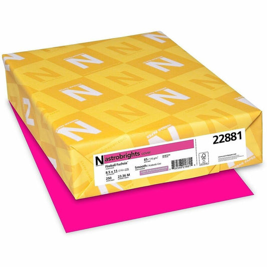 Astrobrights Color Card Stock - Fireball Fuchsia - Letter - 8 1/2" x 11" - 65 lb Basis Weight - Smooth - Acid-free, Lignin-free, Durable, Heavyweight - Fireball Fuchsia - 1 Pack