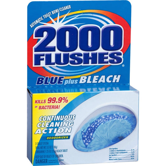 WD-40 2000 Flushes Blue/Bleach Bowl Cleaner Tablets - For Toilet Bowl - Concentrate - 3.50 oz (0.22 lb) - Blue - 1 Each