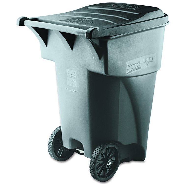 Brute Roll-Out Heavy-Duty Container, 95 gal, Polyethylene, Gray