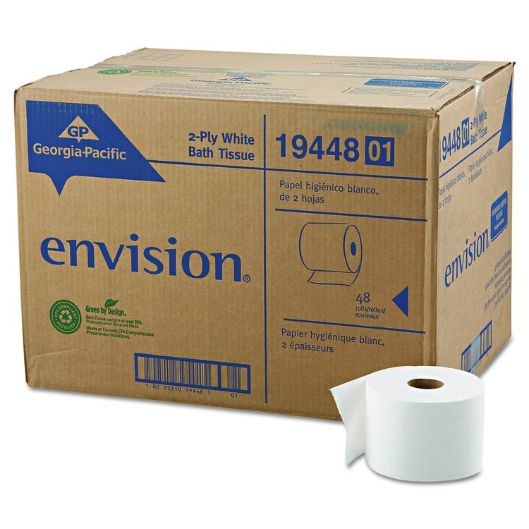 Pacific Blue Basic High-Capacity Bathroom Tissue, Septic Safe, 2-Ply, White, 1,000 Sheets/Roll, 48 Rolls/Carton