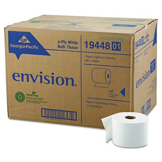 Pacific Blue Basic High-Capacity Bathroom Tissue, Septic Safe, 2-Ply, White, 1,000 Sheets/Roll, 48 Rolls/Carton