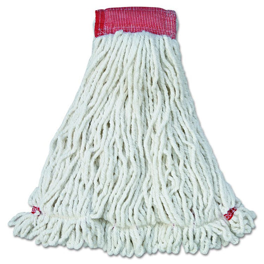 Web Foot Wet Mop Head, Shrinkless, Cotton/Synthetic, Large, White,  6/Carton