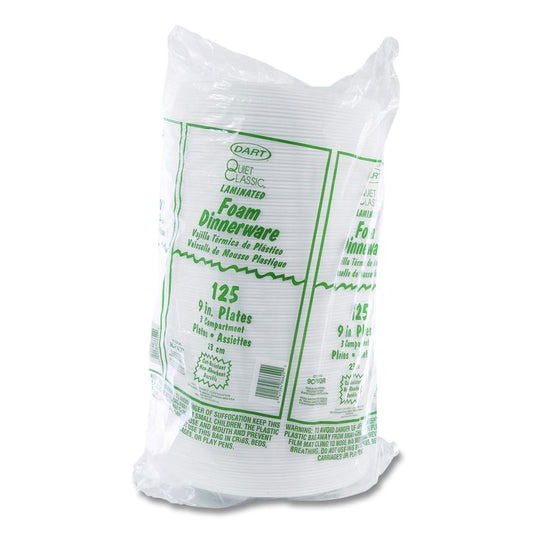 Concorde Foam Plate, 3-Compartment Plate, 9" dia, White, 125/Pack, 4 Packs/Carton