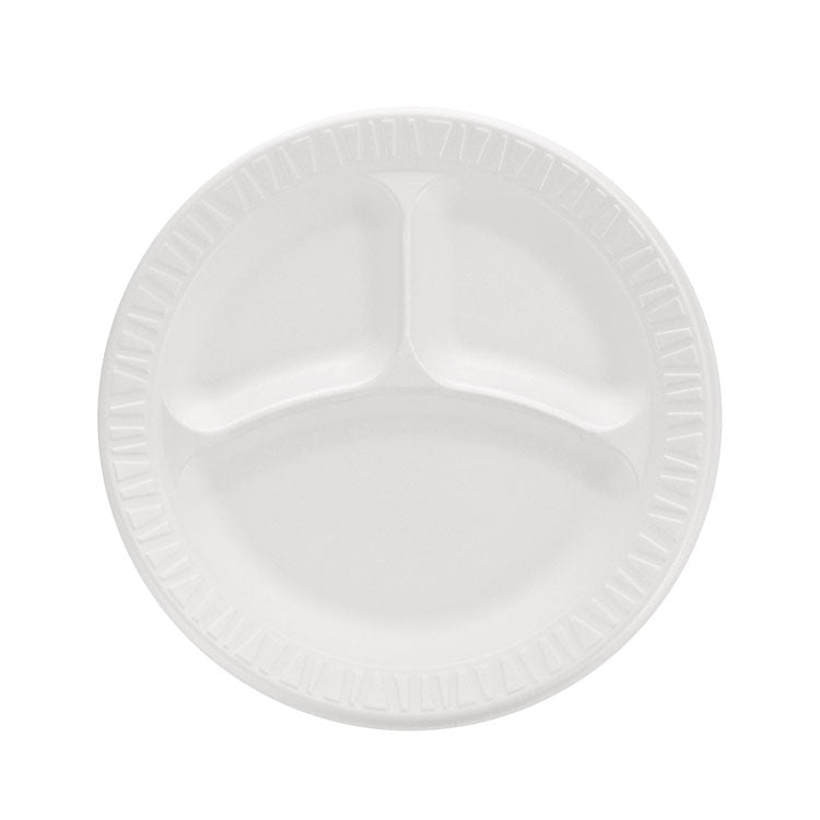 Concorde Foam Plate, 3-Compartment Plate, 9" dia, White, 125/Pack, 4 Packs/Carton
