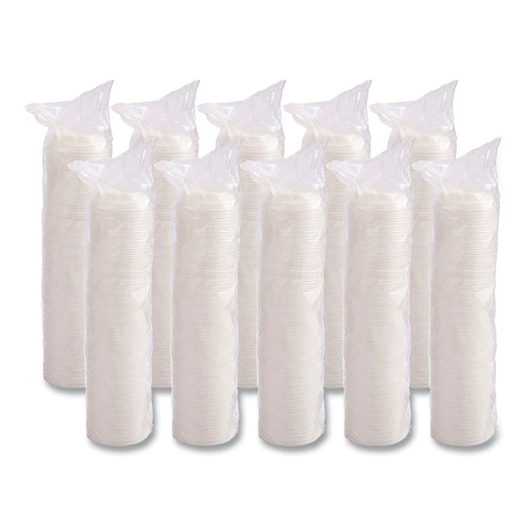 Cappuccino Dome Sipper Lids, Fits 12 oz Hot Cups, Plastic, White, 1,000/Carton