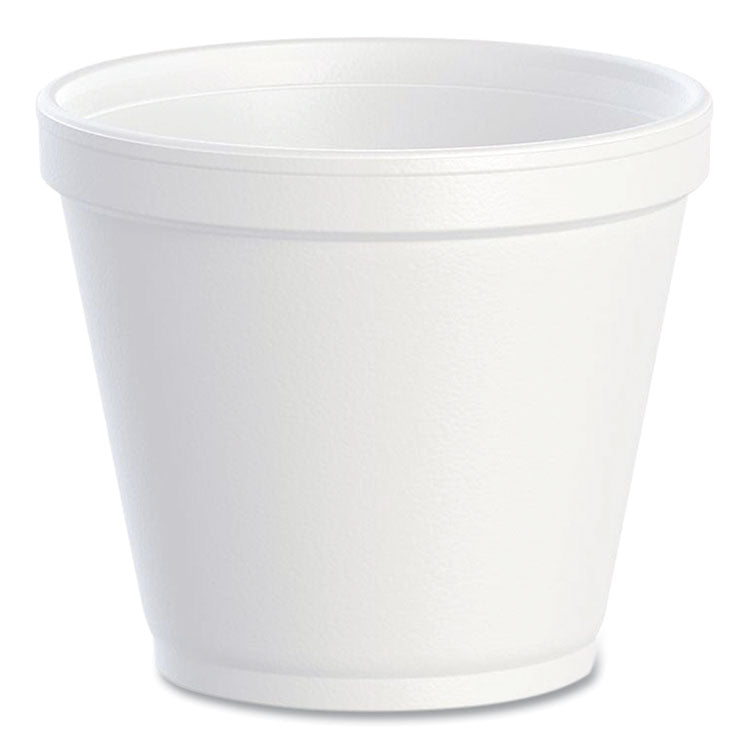 Food Containers, Squat, 8 oz, White, Foam, 1,000/Carton