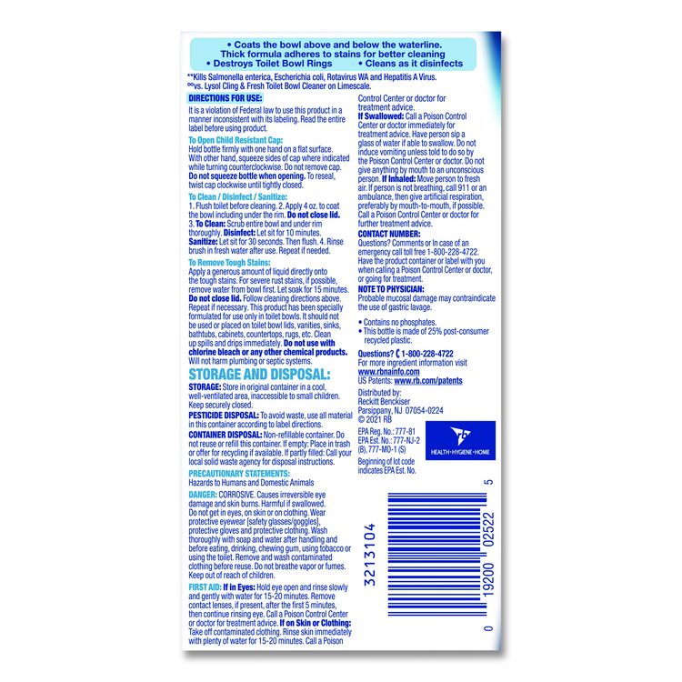 Disinfectant Toilet Bowl Cleaner, Atlantic Fresh Scent, 24 oz Angle-Neck Bottle, 9/Carton