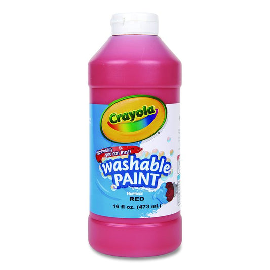Washable Paint, Red, 16 oz Bottle