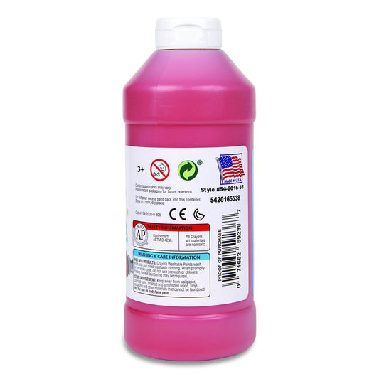 Washable Paint, Red, 16 oz Bottle