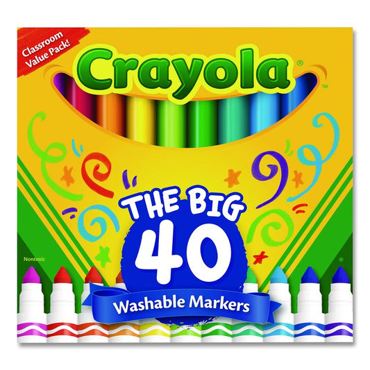 Ultra-Clean Washable Markers, Broad Bullet Tip, Assorted Colors, 40/Set