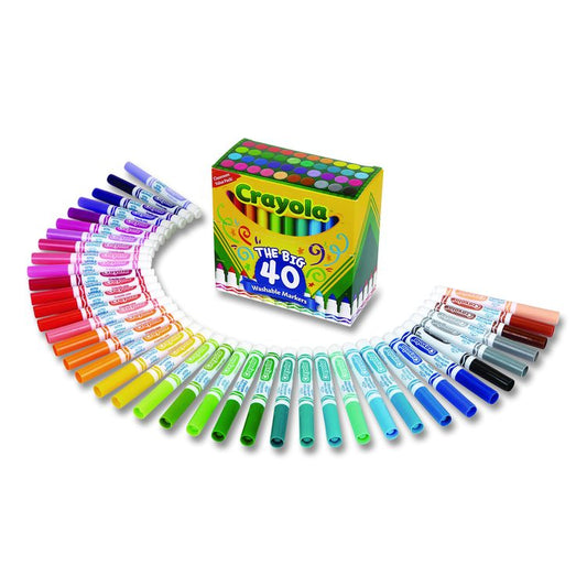 Ultra-Clean Washable Markers, Broad Bullet Tip, Assorted Colors, 40/Set