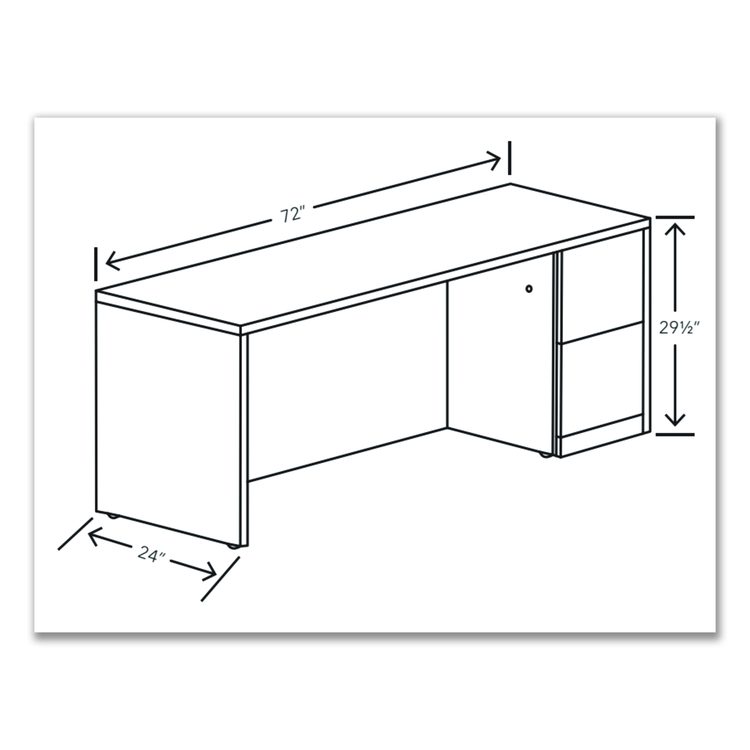 10500 Series Full-Height Right Pedestal Credenza, 72w x 24d x 29.5h, Mahogany